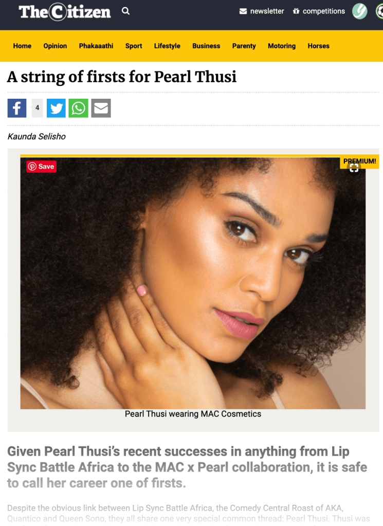 Coverage across some of South Africa's largest news and lifestyle publications - The Citizen Newspaper